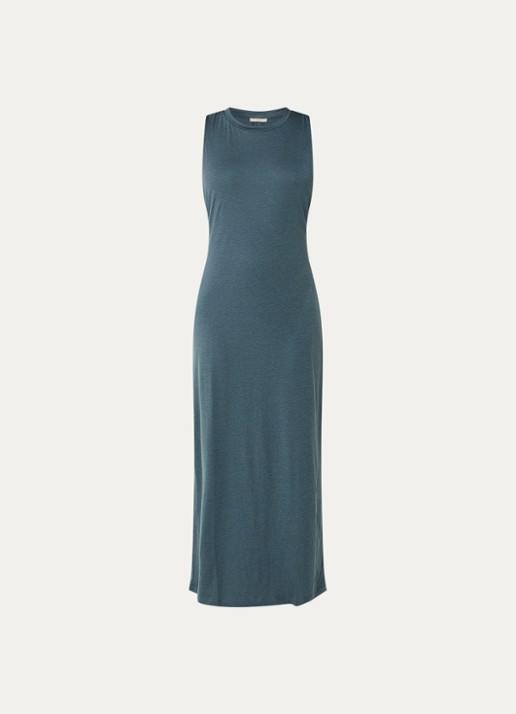 Sessùn Danae maxi jurk van jersey met gemêleerd dessin - voorkant petrol
