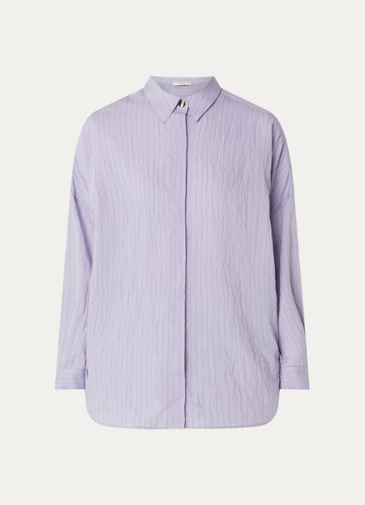 Sessùn Danie blouse met streepprint en gestrikt detail - voorkant paars