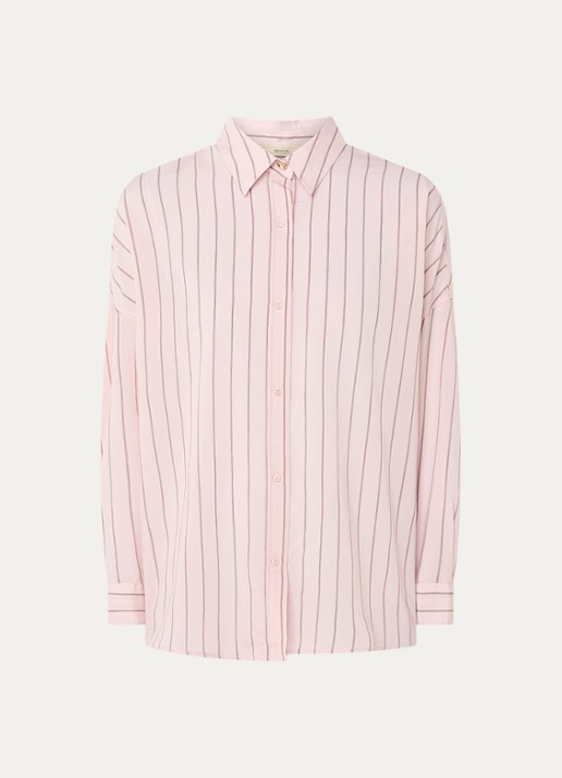 Sessùn Dazik blouse met streepprint - voorkant 3 roze