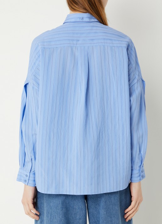 Sessùn Dazik blouse met streepprint - achterkant blauw