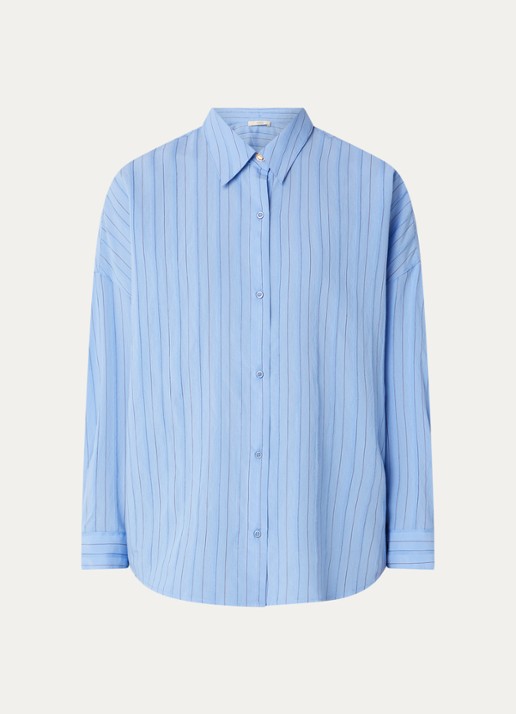 Sessùn Dazik blouse met streepprint - voorkant 2 blauw