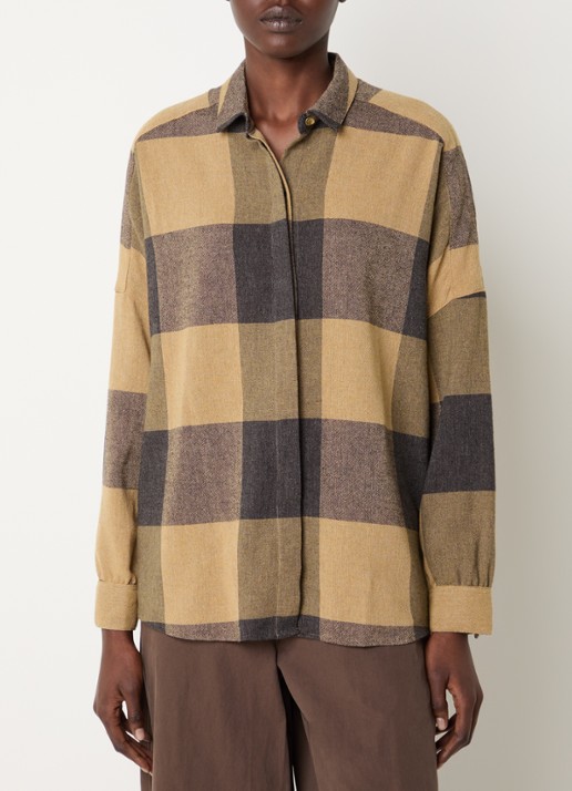 Sessùn Deliwool blouse in wolblend met ruitdessin