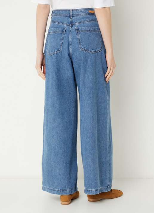 Sessùn Diegui high waist wide fit palazzo broek van denim - achterkant indigo