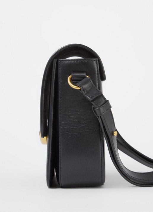 Sessùn Diviluz crossbodytas van leer met verstelbare schouderriem - detail 2 zwart