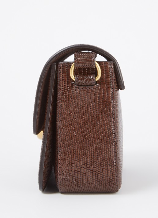 Sessùn Diviluz mimo crossbodytas van leer met crocostructuur - detail 2 donkerbruin