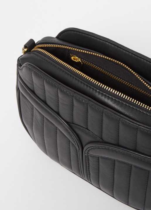 Sessùn Divine crossbodytas van lamsleer - detail 3 zwart