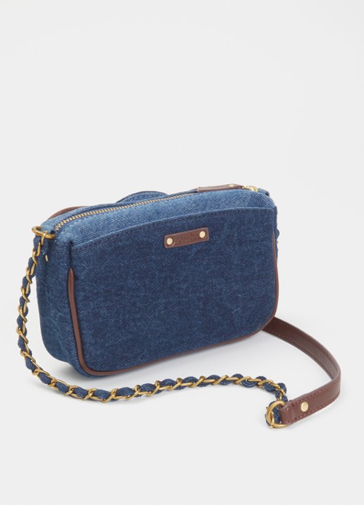 Sessùn Divinou crossbodytas van denim met quilt patroon - achterkant 5 denim