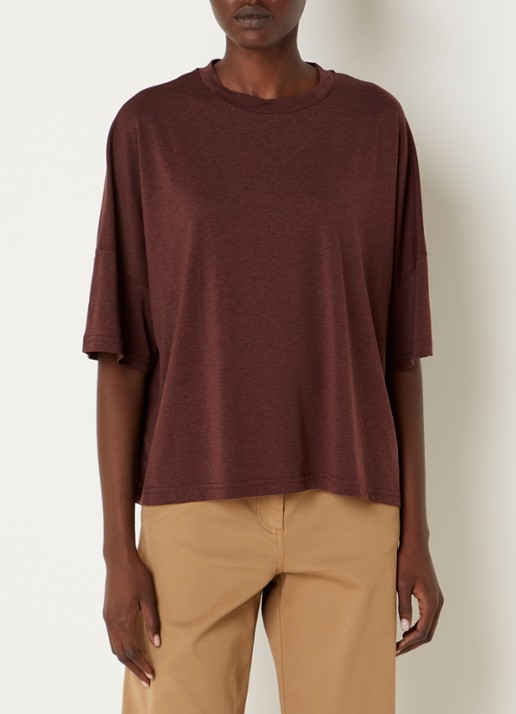 Sessùn Dorel T-shirt met ronde hals - detail camel