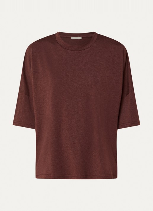 Sessùn Dorel T-shirt met ronde hals - voorkant 3 camel