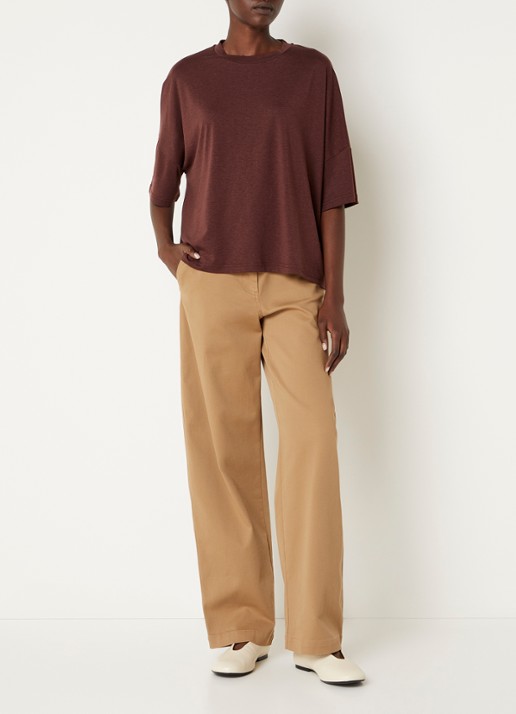Sessùn Dorel T-shirt met ronde hals - voorkant 4 camel