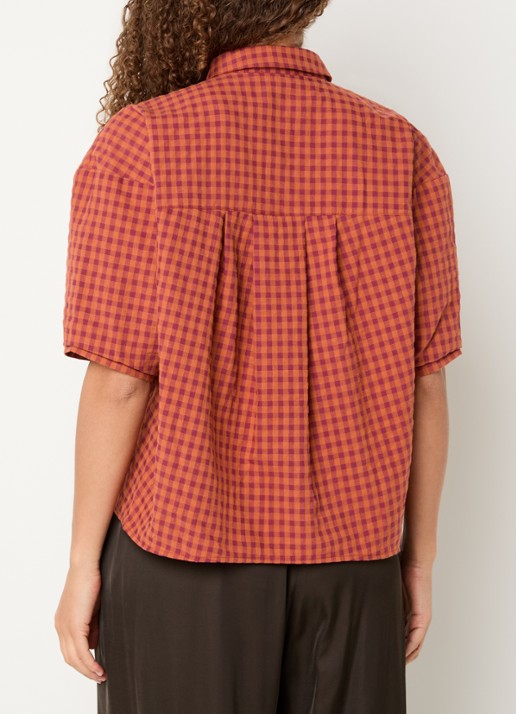 Sessùn Florentina blouse met ruitdessin - achterkant 4 orange