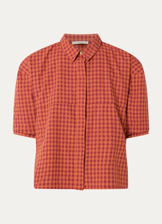 Sessùn Florentina blouse met ruitdessin - voorkant orange
