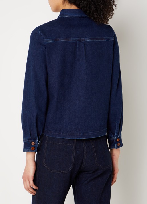 Sessùn Guggen blouse van chambray met borstzakken - achterkant indigo