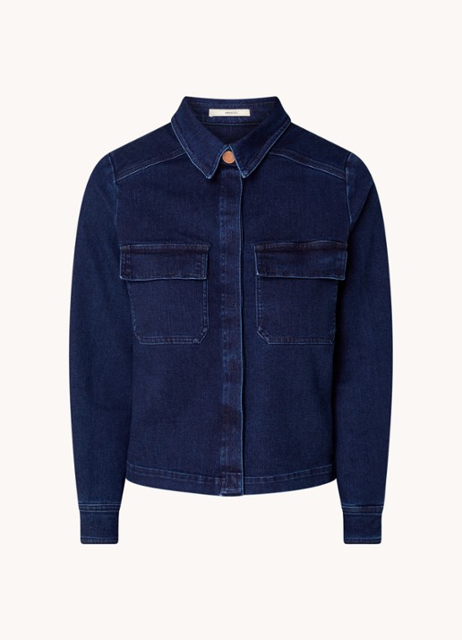 Sessùn Guggen blouse van chambray met borstzakken - voorkant 2 indigo