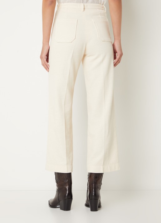 Sessùn Hendrick high waist straight fit culotte met opgestikte zakken - achterkant creme