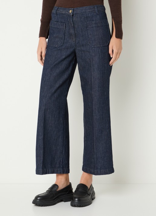 Sessùn High waist cropped straight leg jeans met donkere wassing