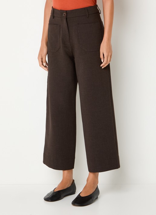 Sessùn Hudkin high waist loose fit pantalon met steekzakken - detail 2 donkerbruin