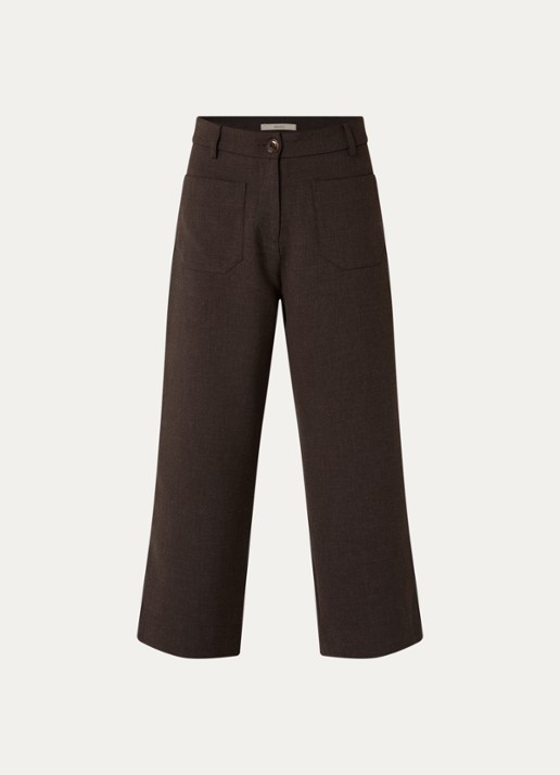 Sessùn Hudkin high waist loose fit pantalon met steekzakken - voorkant 3 donkerbruin