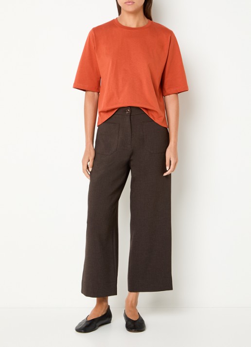 Sessùn Hudkin high waist loose fit pantalon met steekzakken - voorkant 4 donkerbruin