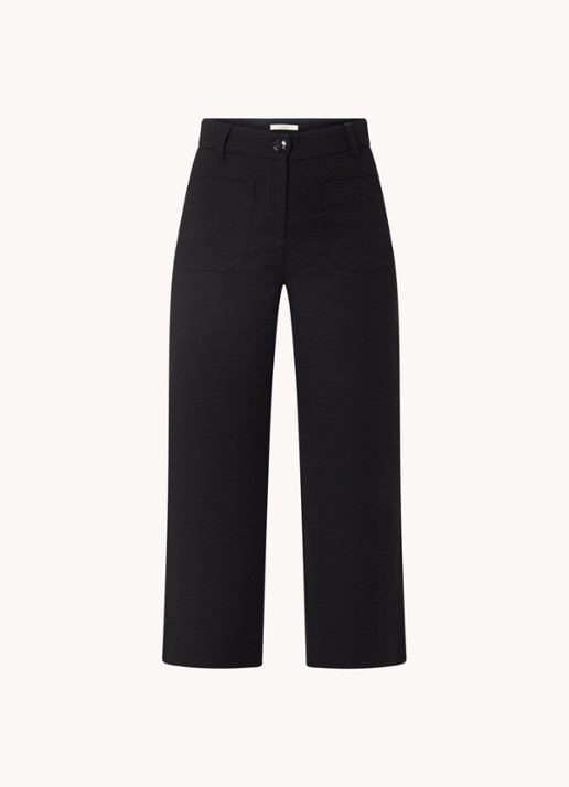 Sessùn Hudkin high waist straight fit cropped pantalon met stretch - voorkant 2 zwart