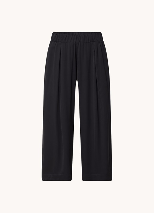 Sessùn Isla mid waist wide fit cropped broek van satijn - voorkant 3 zwart