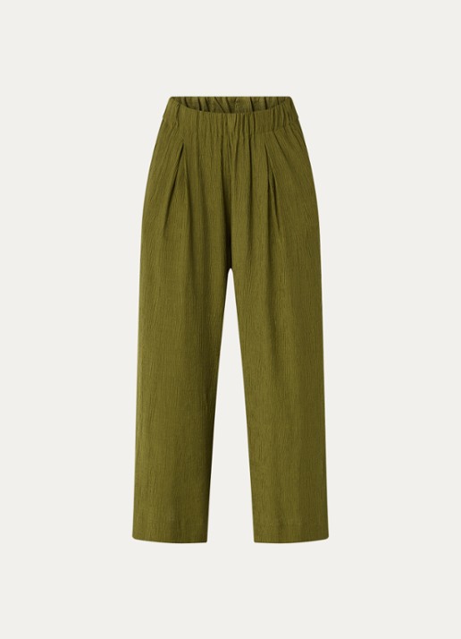 Sessùn Isla Minima culottes van crêpe  - voorkant mosgroen