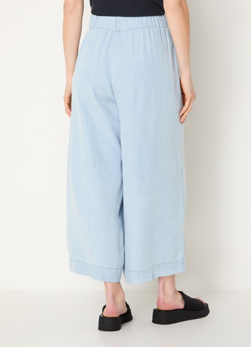 Sessùn Islanim high waist cropped broek van chambray - achterkant lichtblauw