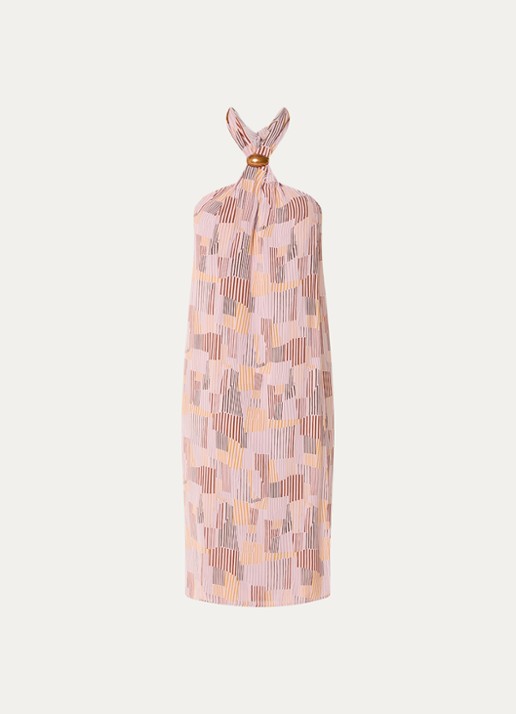 Sessùn Janeira midi jurk met print - voorkant 2 oudroze