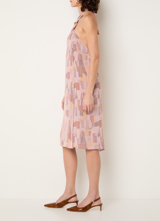 Sessùn Janeira midi jurk met print - voorkant 3 oudroze