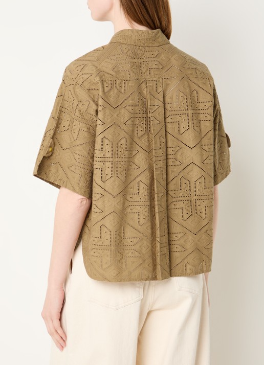 Sessùn Kaia blouse met broderie - achterkant 2 camel