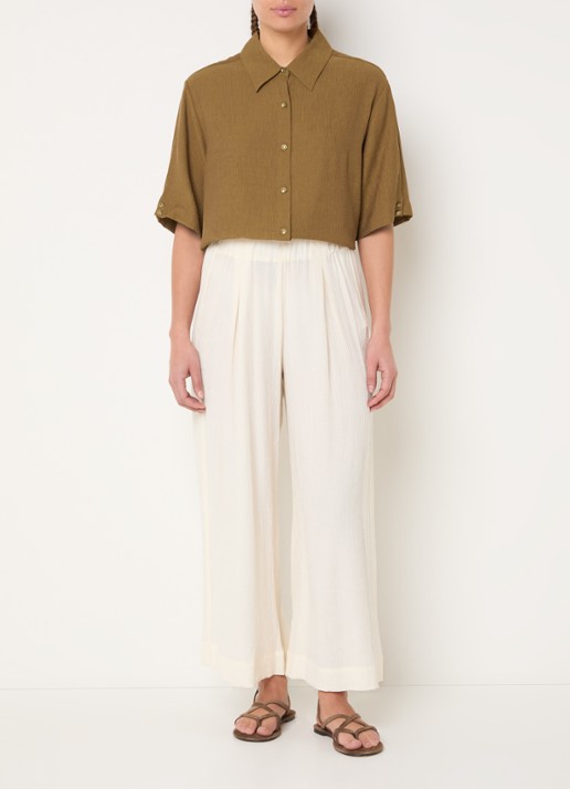 Sessùn Kalya blouse met structuur - voorkant 2 okergeel