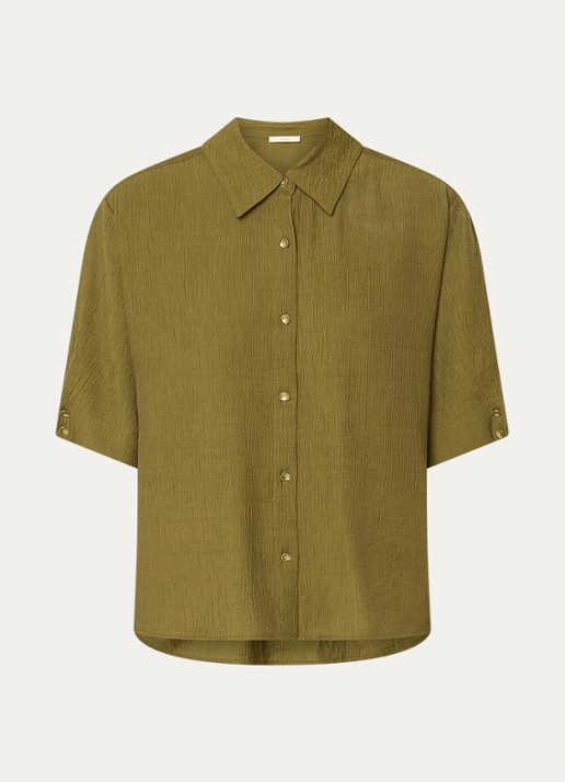 Sessùn Kalya blouse met structuur - voorkant 2 mosgroen