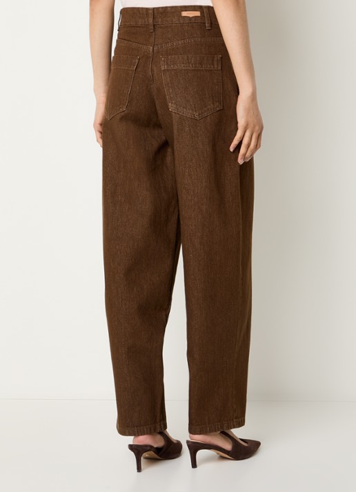 Sessùn Kart high waist straight leg jeans met gekleurde wassing - achterkant hazelnootbruin
