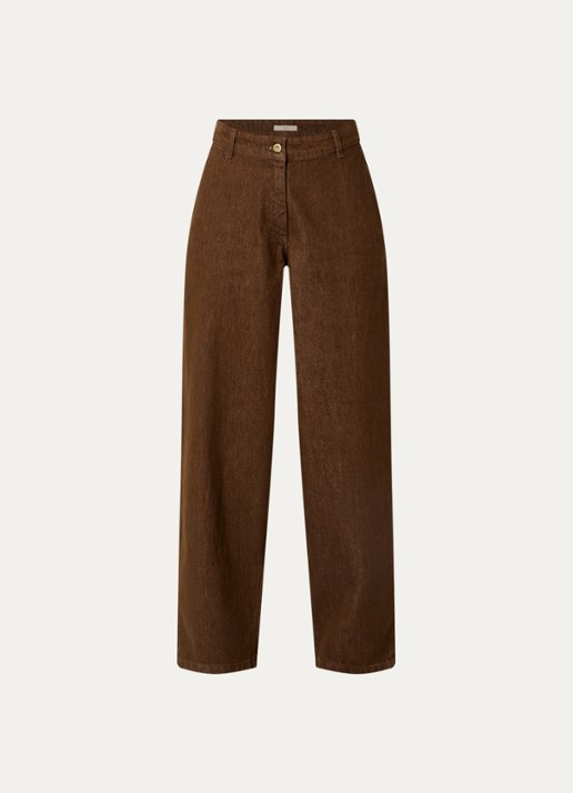 Sessùn Kart high waist straight leg jeans met gekleurde wassing - voorkant 2 hazelnootbruin