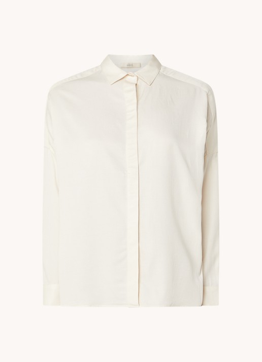 Sessùn Lady D blouse met blinde knoopsluiting - voorkant 2 creme