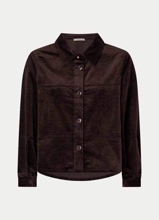 Sessùn Leotown blouse van corduroy - voorkant 2 donkerbruin