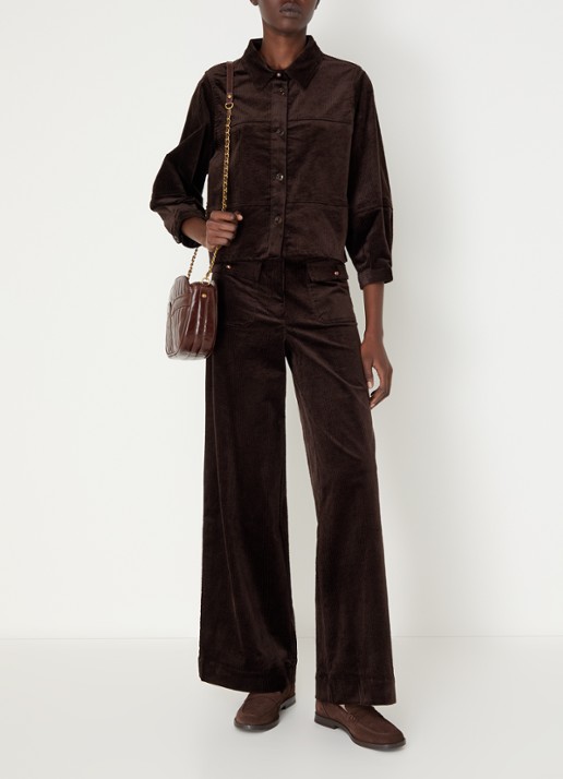 Sessùn Leotown blouse van corduroy - voorkant 3 donkerbruin