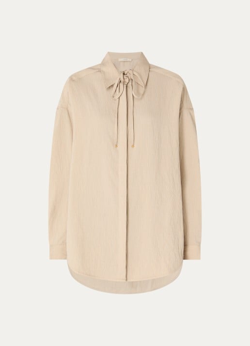 Sessùn Liza blouse met streepprint - voorkant 2 beige
