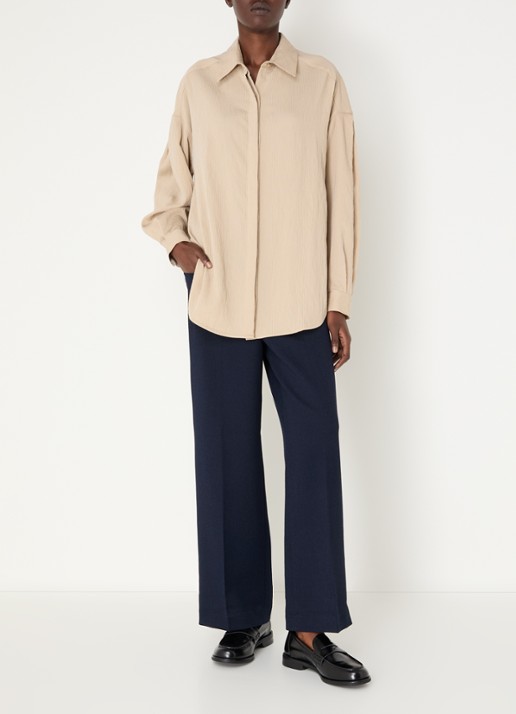 Sessùn Liza blouse met streepprint - voorkant 3 beige