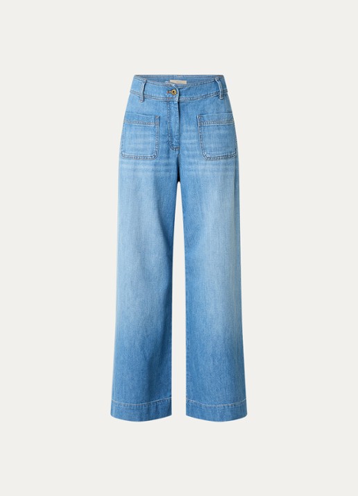 Sessùn Manha high waist loose fit jeans met medium wassing - voorkant 2 indigo