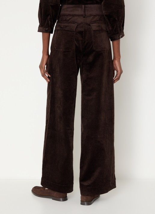 Sessùn Manhastreet high waist wide fit chino van corduroy - achterkant 2 bruin