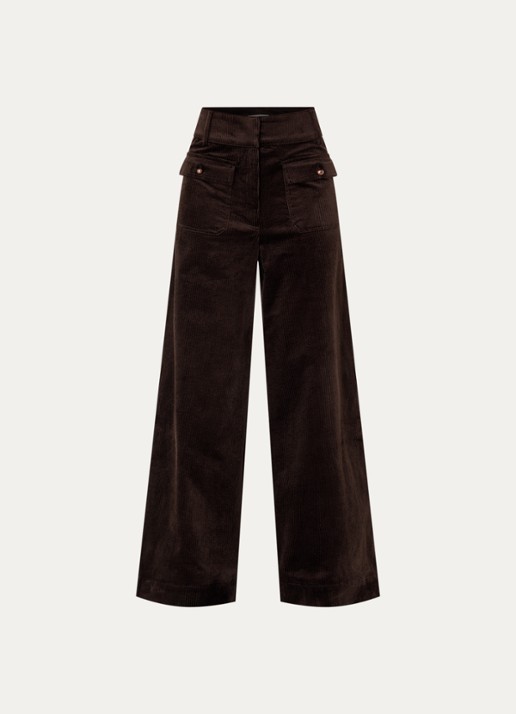 Sessùn Manhastreet high waist wide fit chino van corduroy - voorkant 3 bruin
