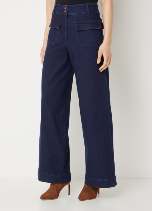 Sessùn Manhattan high waist wide leg jeans met donkere wassing