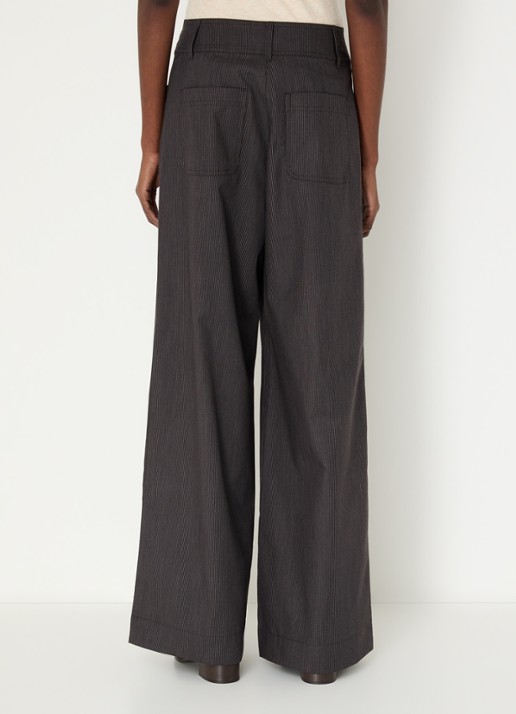 Sessùn Manhatti high waist wide fit broek met steekzakken - achterkant 2 donkerbruin