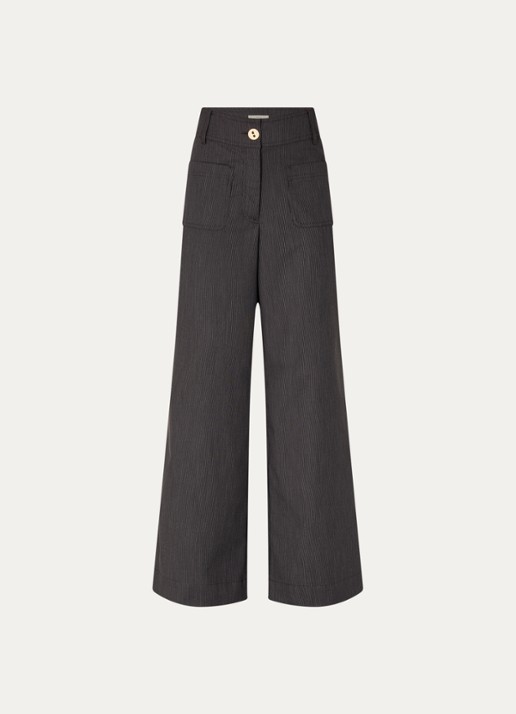 Sessùn Manhatti high waist wide fit broek met steekzakken - voorkant 3 donkerbruin