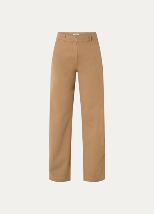 Sessùn Milo high waist loose fit chino met steekzakken - voorkant lichtbruin