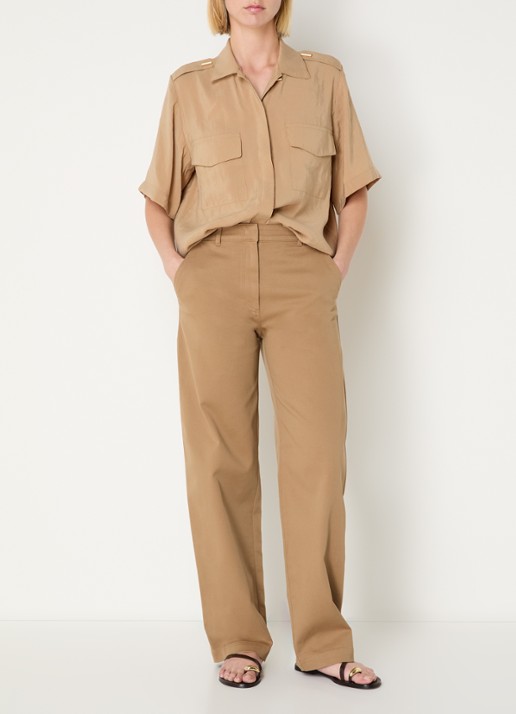 Sessùn Milo high waist loose fit chino met steekzakken - voorkant 2 lichtbruin