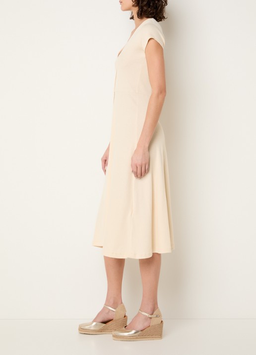 Sessùn Nea midi jurk met V-hals - voorkant 2 beige