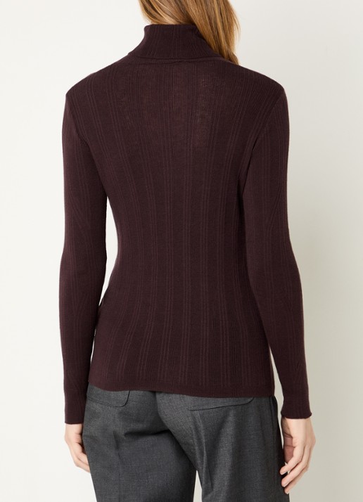Sessùn Norte grofgebreide pullover met col - achterkant 2 donkerbruin