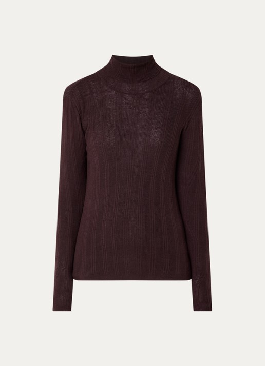 Sessùn Norte grofgebreide pullover met col - voorkant 3 donkerbruin